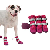Spark Paws dog shoes pink camo pattern for all-weather protection during walks