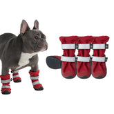 Spark Paws dog shoes red boot-on-paw with secure fit for hikes and rain.