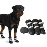 Spark Paws dog shoes closeup showing waterproof protection for all terrains.