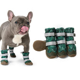 Spark Paws dog shoes green camouflage pack hero showing all-terrain versatility for paws.