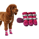 Spark Paws pink camo dog shoes waterproof for all-weather protection.