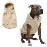 Spark Paws Fleece Dog Jacket beige closeup shows plush warmth for cold walks