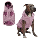 Spark Paws fleece dog jacket with plush exterior for extra warmth on cold walks.