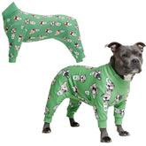 Spark Paws dog pajama front view showcases secure fit for restful nights.