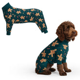 Spark Paws Gingerbread Man pajama front view shows cozy secure fit for dogs.