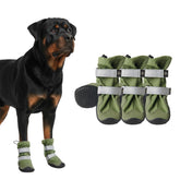 Spark Paws green dog shoes with all-terrain grip for outdoor adventures.