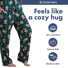Spark Paws human christmas pajama top Santa and Rudolph for warm festive lounging.