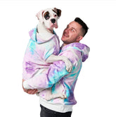 Spark Paws human hoodie front view in 90s retro sky dye for everyday comfort