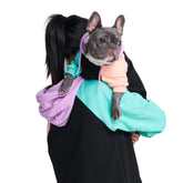 Spark Paws human hoodie cyber color block front view highlights buttery-soft fabric and versatile style.