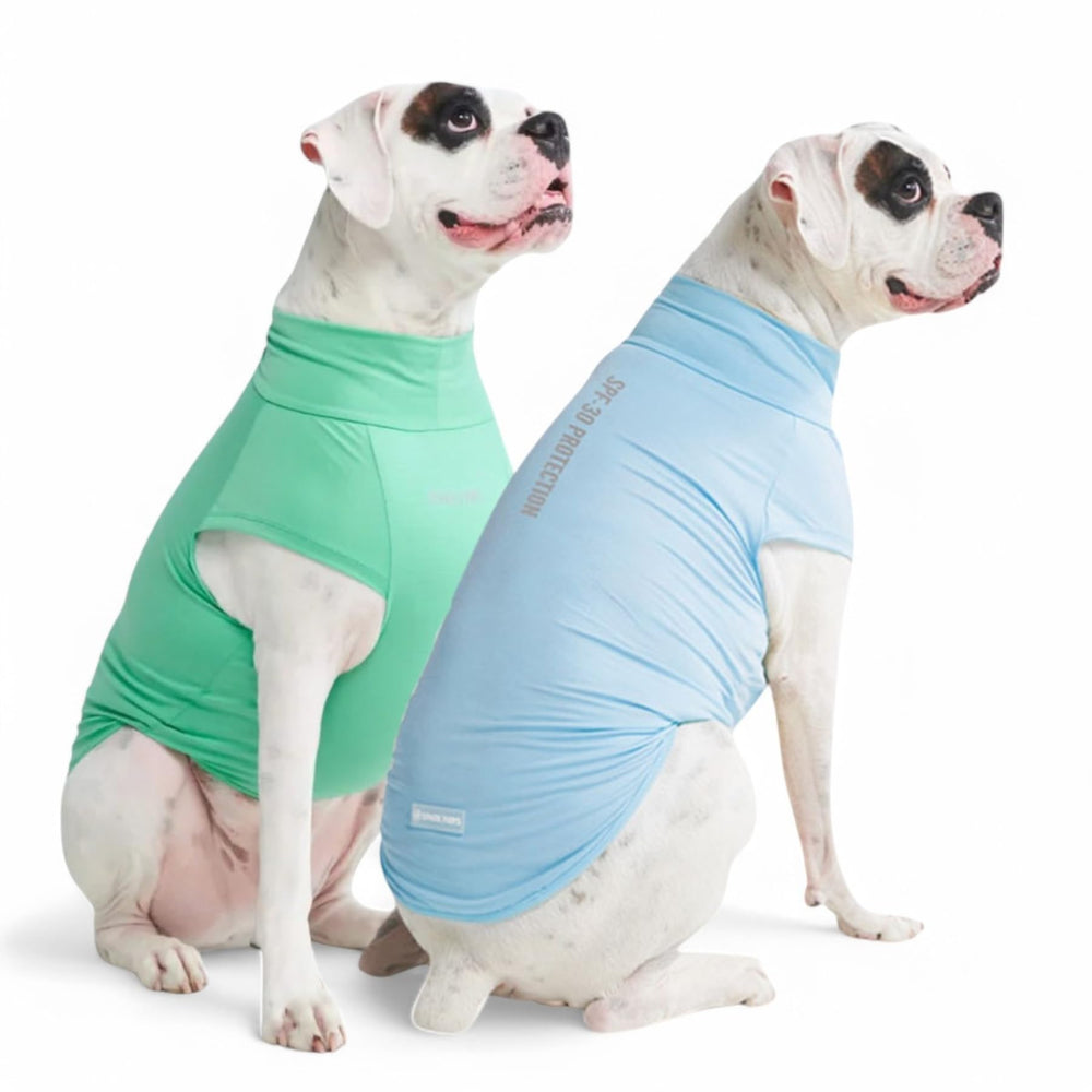 Spark Paws Sunblock Dog T-Shirt blue-mint pack 2XL sun-ready SPF30 protection.