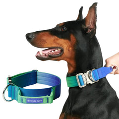 Spark Paws Tactical Dog Collar Lime Wave front view shows rugged durability for large dogs.