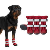 Spark Paws waterproof dog boots in red protect paws on wet trails and rainy days