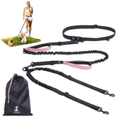 SparklyPets hands-free double-dog leash around the waist for comfortable two-dog walks