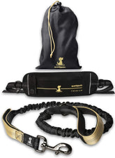 SparklyPets hands-free leash setup showing secure belt clips for steady runs