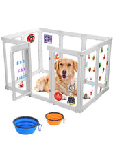 SPOODOR acrylic dog playpen setup diagram shows quick modular assembly for indoor use