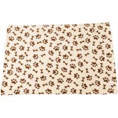 SPOT Snuggler cream blanket with bone/paw print, ideal for beds and travel