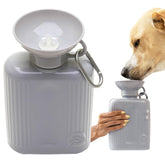 Springer dog water bottle side view with 44oz gray capacity for on-the-go hydration.