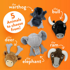 Spunky Pup Knucklehead 2in1 chew-plush design offers versatile entertainment.