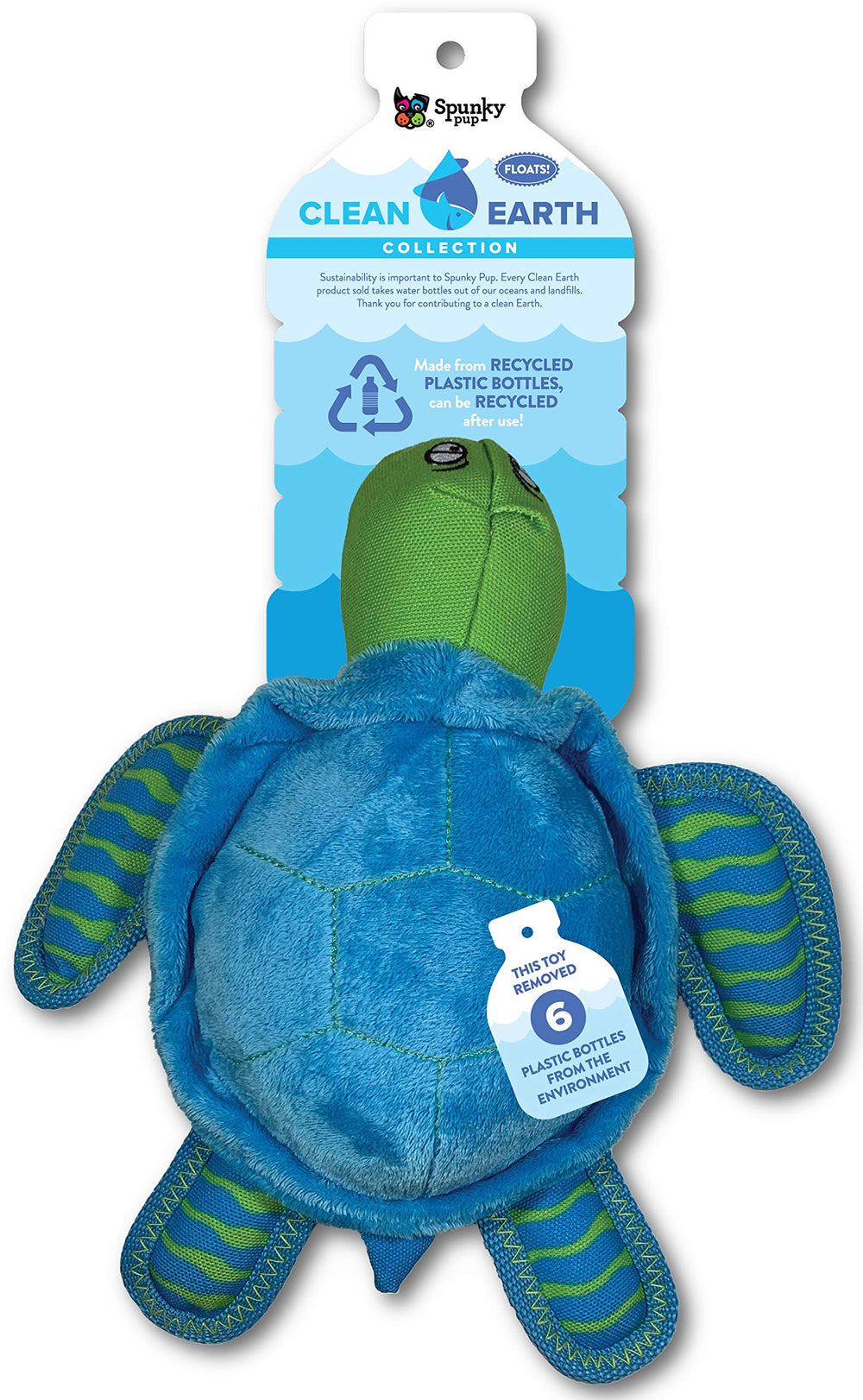 Spunky Pup Tortuga peluche Eco, ideal para juegos en la playa o en casa.