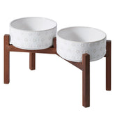 SPUNKYJUNKY ceramic dog bowl on raised stand improves feeding posture