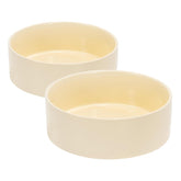 SPUNKYJUNKY 60oz ceramic dog-cat bowl beige front view reduces spills during meals.