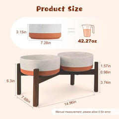 SPUNKYJUNKY acacia wood stand showcases warm grain for a stylish feeding corner