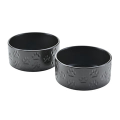 SPUNKYJUNKY ceramic bowls pair in 5.1-inch size, ideal for small pets' meals.