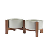 SPUNKYJUNKY ceramic dog bowl gray with smooth surface for easy cleaning.