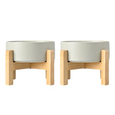 SPUNKYJUNKY ceramic elevated dog bowls show dual-bowl setup for comfortable feeding posture