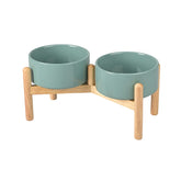 SPUNKYJUNKY ceramics raised dog bowls with double 28.7oz dark green support comfortable feeding posture