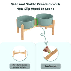 SPUNKYJUNKY stable wooden stand with multi-layer paint keeps bowls secure during meals