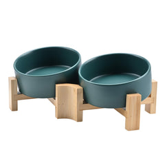 SPUNKYJUNKY tilted-bowl ceramic-green for easy feeding and neck comfort