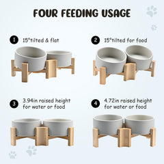SPUNKYJUNKY wooden stand with non-slip base keeping bowl steady during meals
