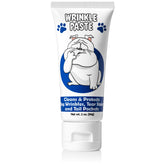 Squishface Wrinkle Paste on bulldog face cleans wrinkles and reduces tear staining for comfortable daily care.