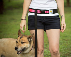 Squishy Face Studio made-in-usa durable materials neon pink belt supports long walks with less shoulder strain.