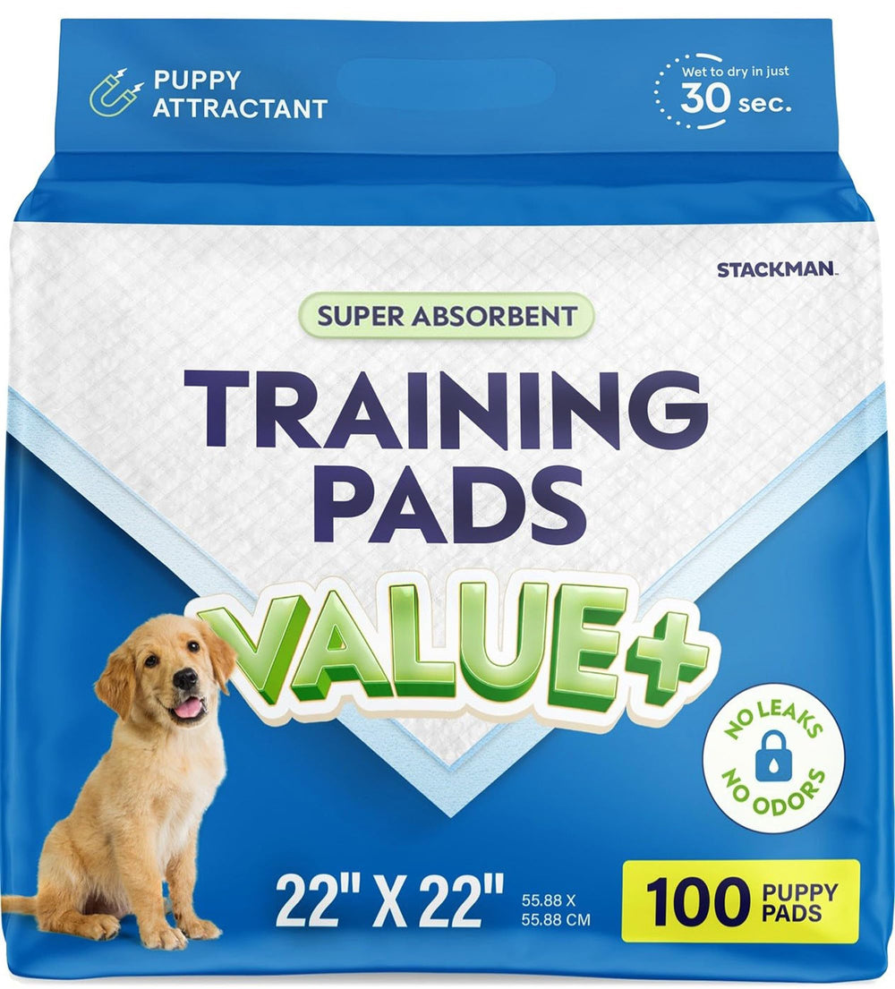 Stack Man puppy pads 22x22 quick-dry surface for cleaner training sessions