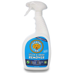 STAIN FU Pro Strength bottle closeup showing powerful stain remover in action