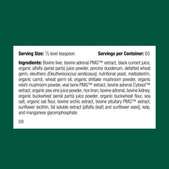 Standard Process Canine Adrenal Support measuring scoop highlights precise dosage for tailored care.