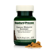 Standard Process Canine Hepatic Support label close-up highlighting dog liver support.
