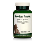 Standard Process Canine Immune System Support bottle label highlighting zinc and kelp for immune support