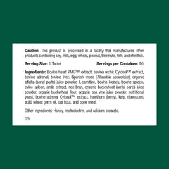 Standard Process Feline Cardiac Support tablets closeup highlights daily dosing.