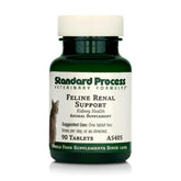 Standard Process Inc. Feline Renal Support bottle front shows whole-food ingredients for kidney health.