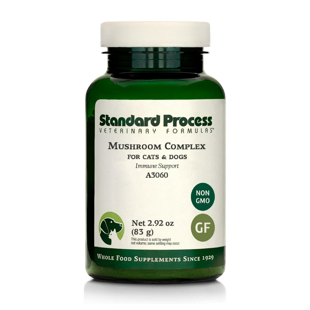 Standard Process Mushroom Complex dog-cat bottle highlights immune support for pets