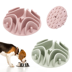 Stankeloko slow feeder insert in green bowl slows eating for mindful meals