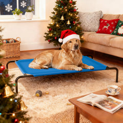 STARLATTA Elevated Dog Bed 50in front view highlights skid-resistant feet for stability outdoors