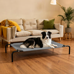 STARLATTA elevated dog bed legs detail showing sturdy frame and airflow