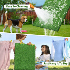STARROAD-TIM weatherproof dog grass with drain holes for outdoor resilience.