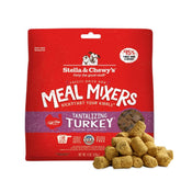 Stella & Chewy's freeze-dried turkey meal mixers packaging on shelf, convenient protein source.