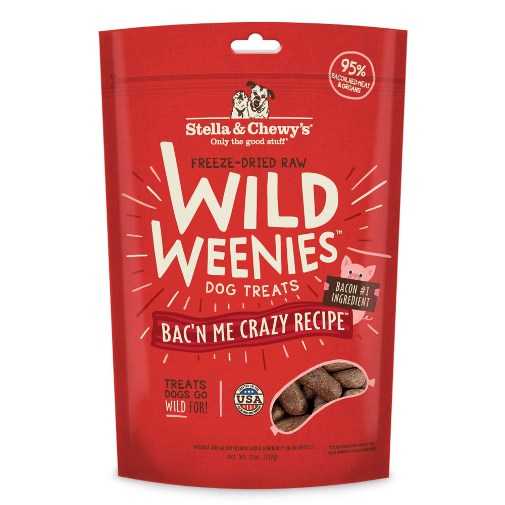 Stella & Chewy's Wild Weenies packaging close-up showing quality and USA-made craftsmanship.