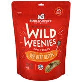 Stella & Chewy's Wild Weenies bag front showcases grass-fed beef recipe for protein-rich rewards.